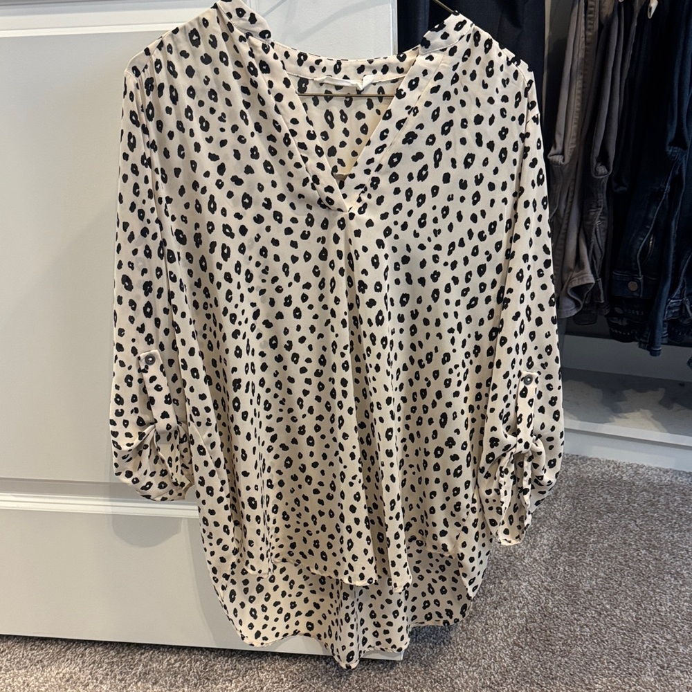Lush Cream and Black Patterned Blouse